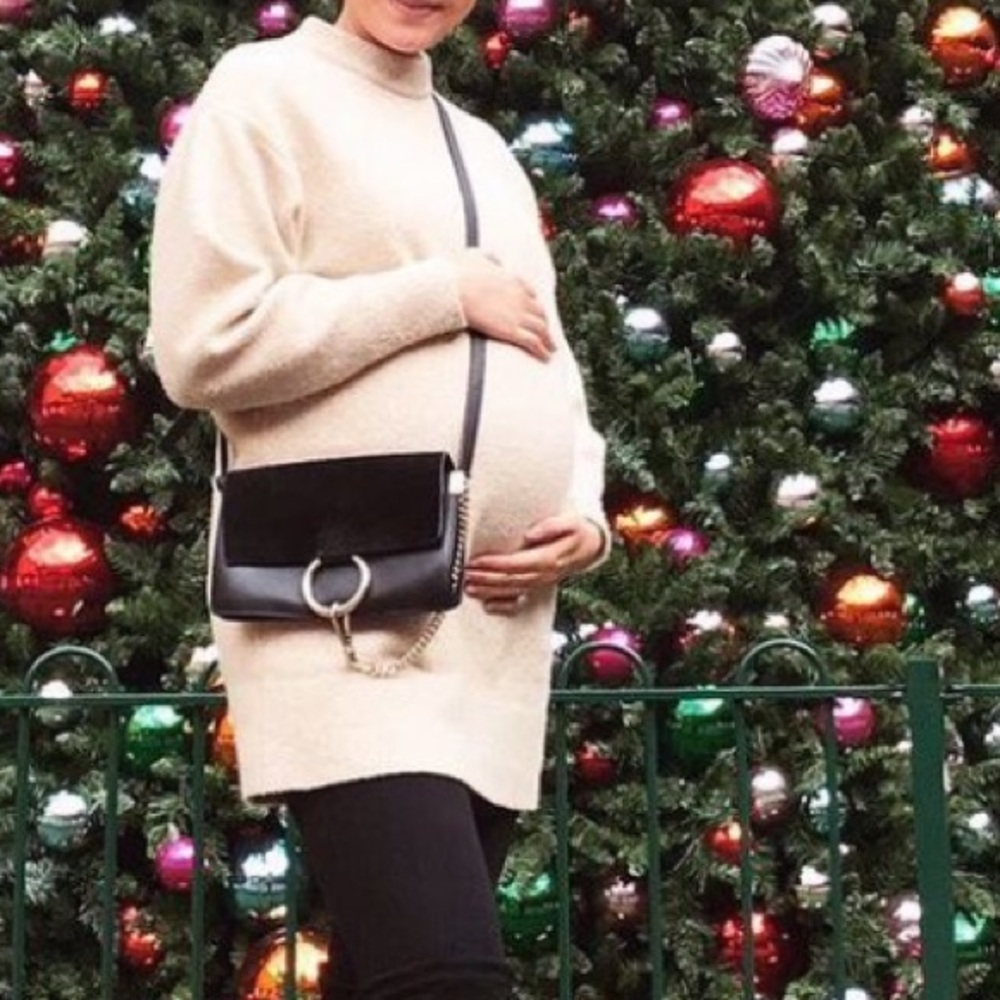 H&M Beige Mock Neck Long Knit Sweater / Dress